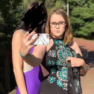 Black and Blue Beaded Dress